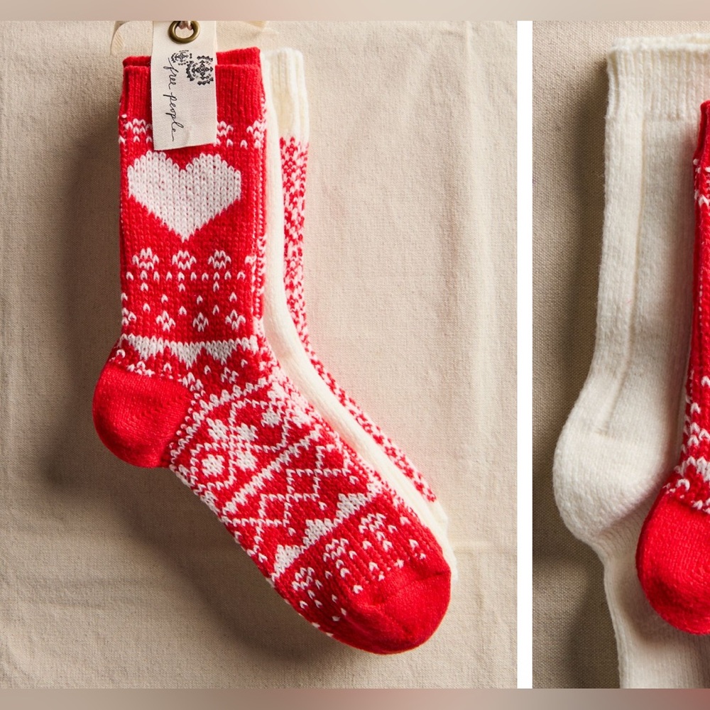 NWT Free People Nordic Knit Sock Bundle - red combo - One Size / ALL - Picture 6 of 12